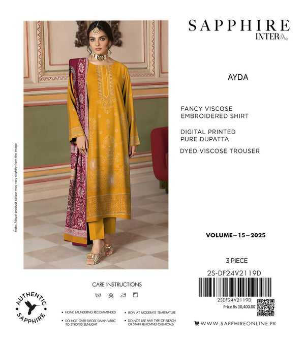 Sapphire 3Pc Embroidered Viscose Suites