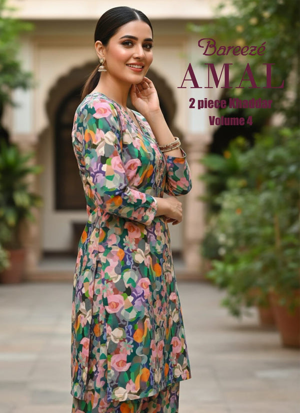 Bareeze By Amal 2PC Printed Khaddar Suites