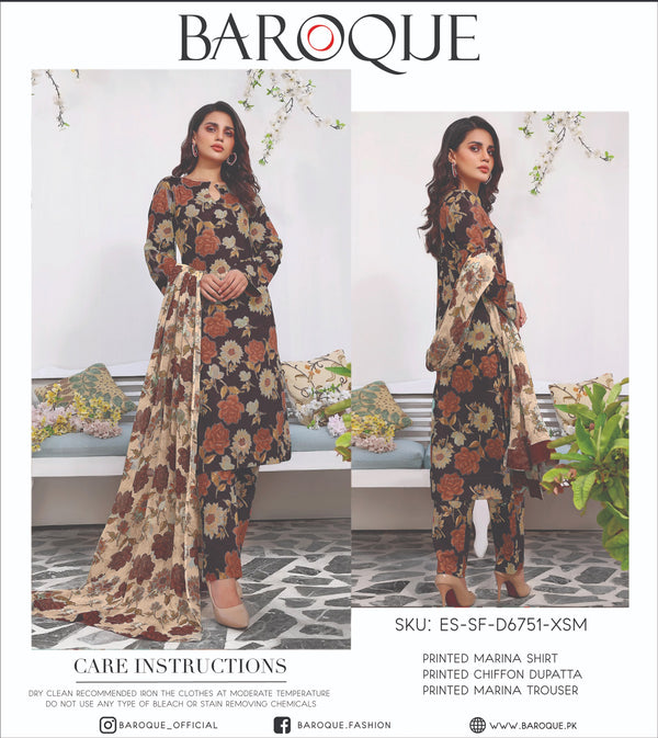 BAROQUE 3PC DIGITAL PRINTED MARINA COLLECTION