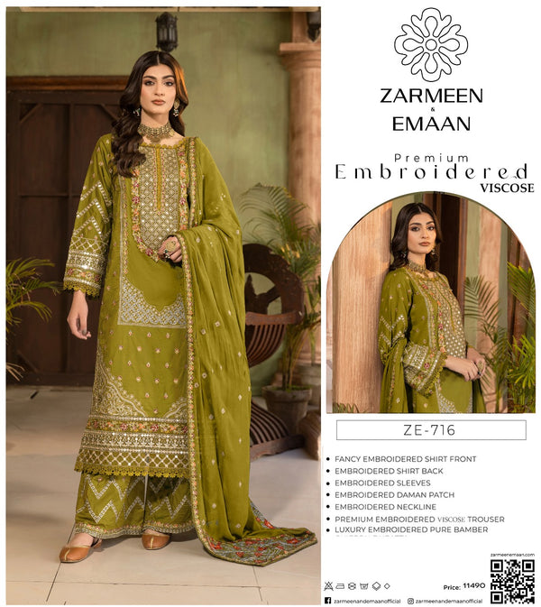 ZARMEEN EMAAN 3PC EMBROIDERED VISCOSE SUITES
