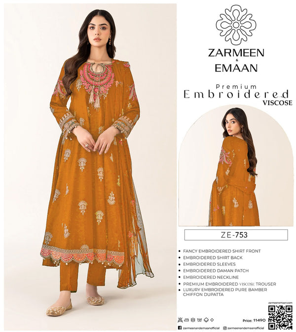 ZARMEEN EMAAN 3PC EMBROIDERED VISCOSE SUITES