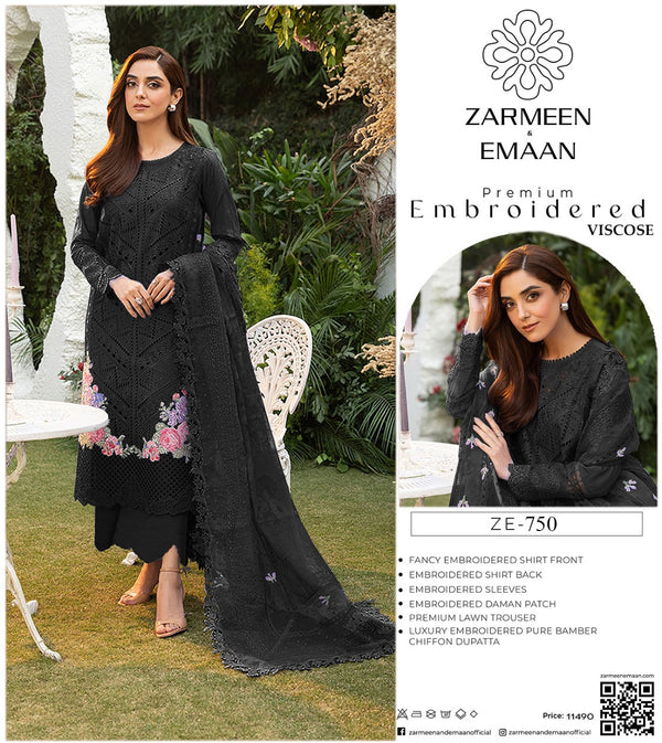 ZARMEEN EMAAN 3PC EMBROIDERED VISCOSE SUITES
