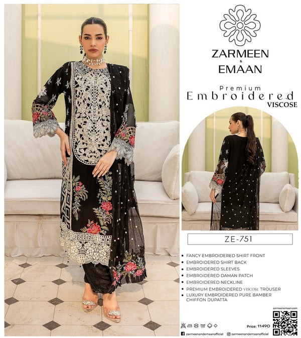 ZARMEEN EMAAN 3PC EMBROIDERED VISCOSE SUITES