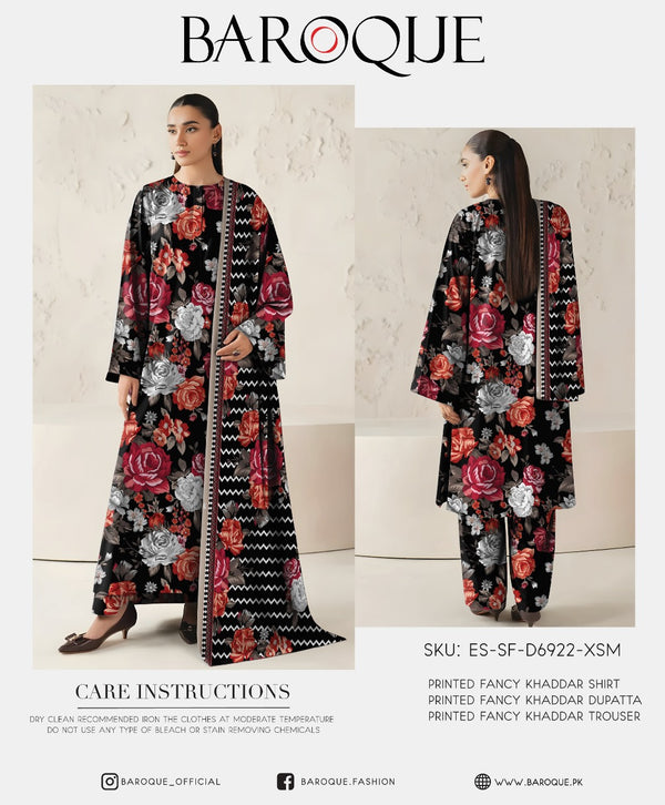 BAROQUE 3PC DIGITAL PRINTED KHADDAR SUITES