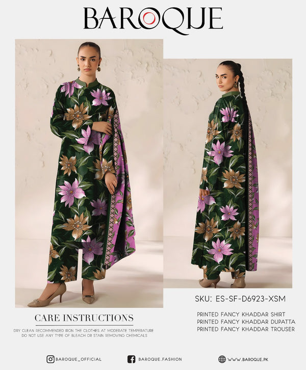 BAROQUE 3PC DIGITAL PRINTED KHADDAR SUITES