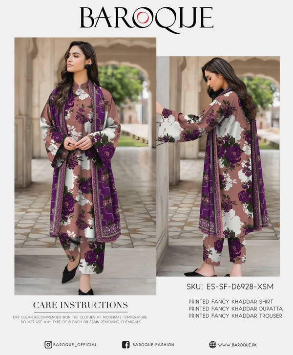 BAROQUE 3PC DIGITAL PRINTED KHADDAR SUITES