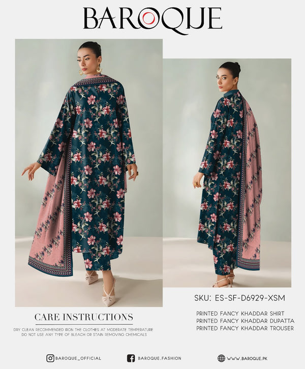 BAROQUE 3PC DIGITAL PRINTED KHADDAR SUITES