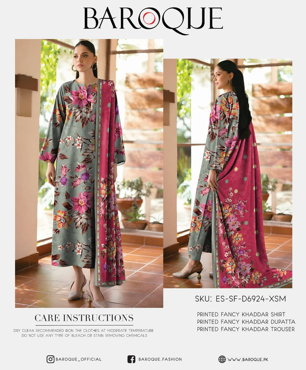 BAROQUE 3PC DIGITAL PRINTED KHADDAR SUITES
